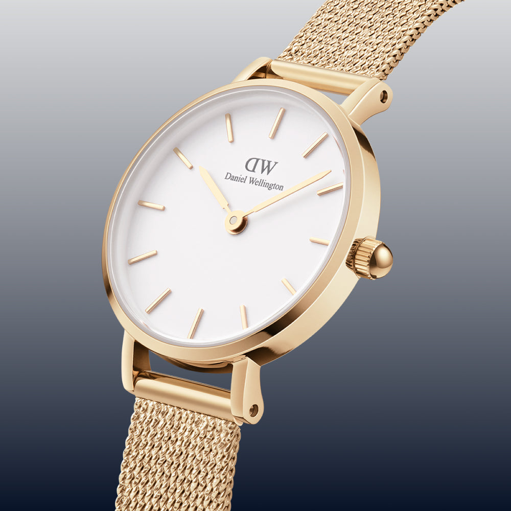  Shop Authentic Daniel Wellington Classic Petite Evergold White Dial Gold Mesh Bracelet Watch For Women - DW00100346 - Luxxuri