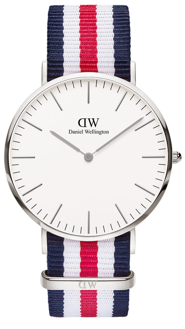  Shop Authentic Daniel Wellington Classic Canterbury White Dial Two Tone Nylon Strap Watch For Men - DW00100016 - Luxxuri