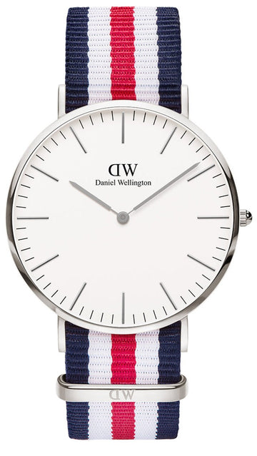  Shop Authentic Daniel Wellington Classic Canterbury White Dial Two Tone Nylon Strap Watch For Men - DW00100016 - Luxxuri
