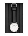  Shop Authentic Daniel Wellington Dapper Sheffield White Dial Black Leather Strap Watch For Women - DW00100096 - Luxxuri