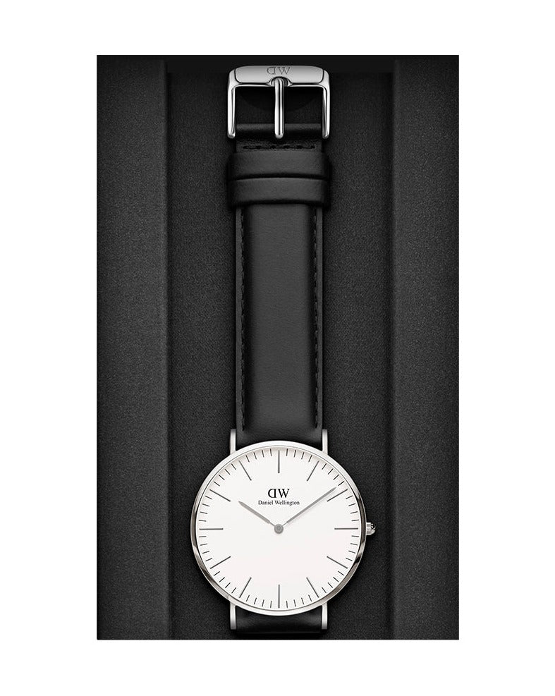  Shop Authentic Daniel Wellington Dapper Sheffield White Dial Black Leather Strap Watch For Women - DW00100096 - Luxxuri