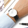  Shop Authentic Daniel Wellington Classic Sheffield White Dial Black Leather Strap Watch For Men - DW00100020 - Luxxuri