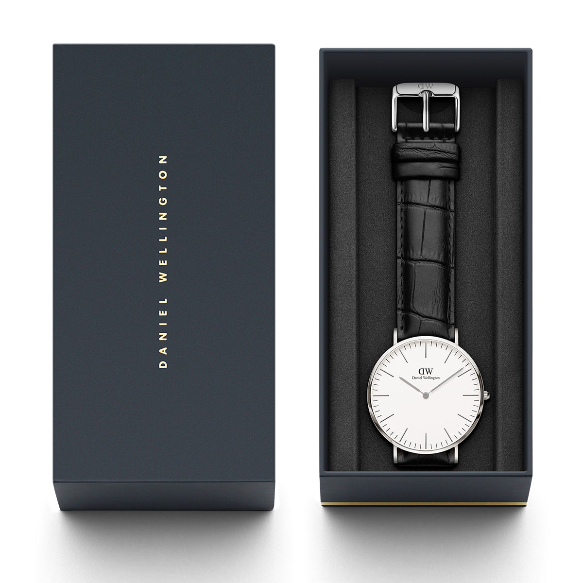  Shop Authentic Daniel Wellington Classic York White Dial Black Leather Strap Watch For Men - DW00100025 - Luxxuri