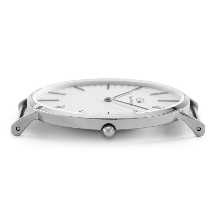 Daniel Wellington Classic York White Dial Black Leather Strap Watch For Men - DW00100025