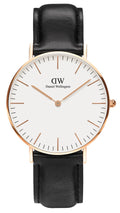  Shop Authentic Daniel Wellington Classic Sheffield White Dial Black Leather Strap Watch for Women - DW00100036 - Luxxuri