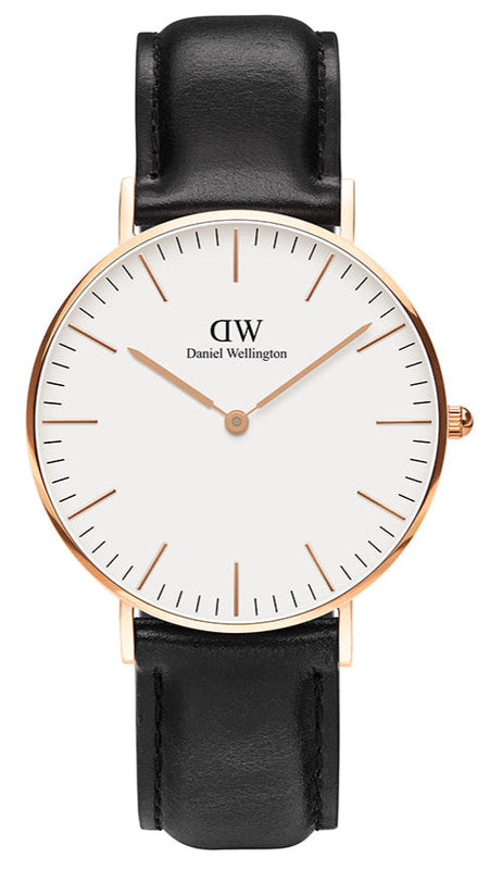  Shop Authentic Daniel Wellington Classic Sheffield White Dial Black Leather Strap Watch for Women - DW00100036 - Luxxuri
