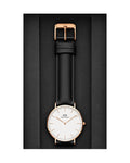  Shop Authentic Daniel Wellington Classic Sheffield White Dial Black Leather Strap Watch for Women - DW00100036 - Luxxuri