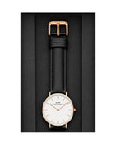  Shop Authentic Daniel Wellington Classic Sheffield White Dial Black Leather Strap Watch for Women - DW00100036 - Luxxuri