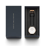 Shop Authentic Daniel Wellington Classic Sheffield White Dial Black Leather Strap Watch for Women - DW00100036 - Luxxuri