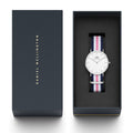  Shop Authentic Daniel Wellington Classic Southampton White Dial Three Tone Nylon Strap Watch For Women - DW00100050 - Luxxuri