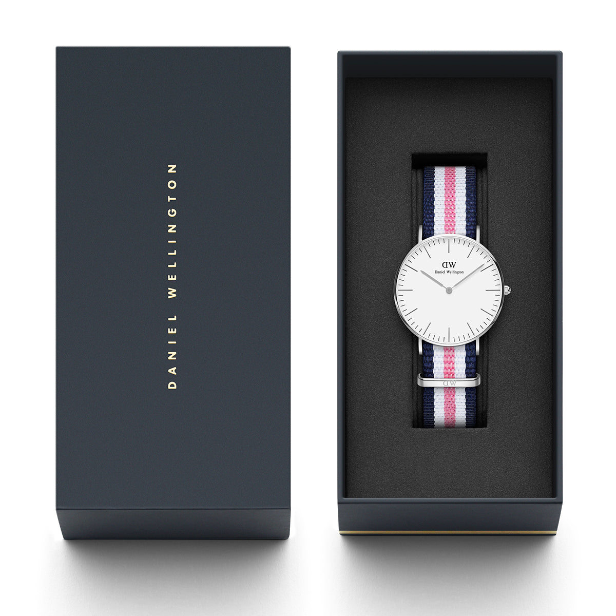  Shop Authentic Daniel Wellington Classic Southampton White Dial Three Tone Nylon Strap Watch For Women - DW00100050 - Luxxuri