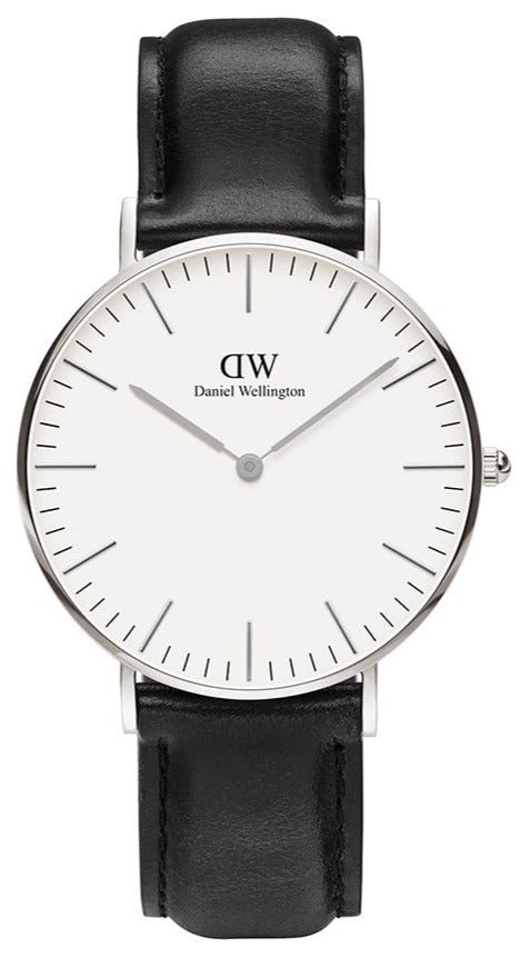  Shop Authentic Daniel Wellington Classic Sheffield White Dial Black Leather Strap Watch For Women - DW00100053 - Luxxuri