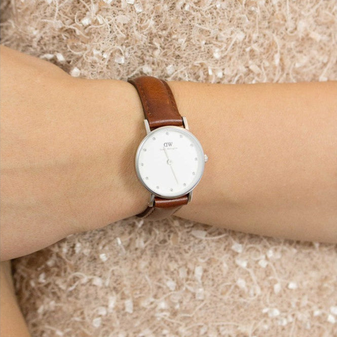  Shop Authentic Daniel Wellington Classy St Mawes White Dial Brown Leather Strap Watch For Women - DW00100067 - Luxxuri