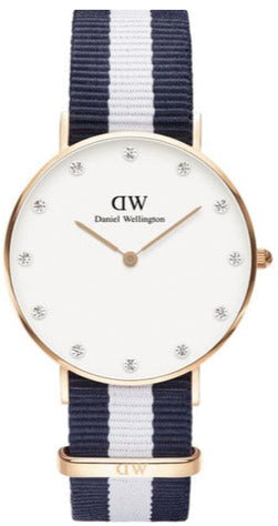  Shop Authentic Daniel Wellington Classy Glasgow White Dial Two Tone Nylon Strap Watch For Women - DW00100078 - Luxxuri