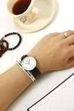  Shop Authentic Daniel Wellington Classy Sheffield White Dial Black Leather Strap Watch For Women - DW00100080 - Luxxuri