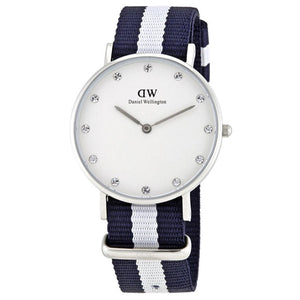  Shop Authentic Daniel Wellington Classy Glasgow White Dial Two Tone Nylon Strap Watch For Women - DW00100082 - Luxxuri