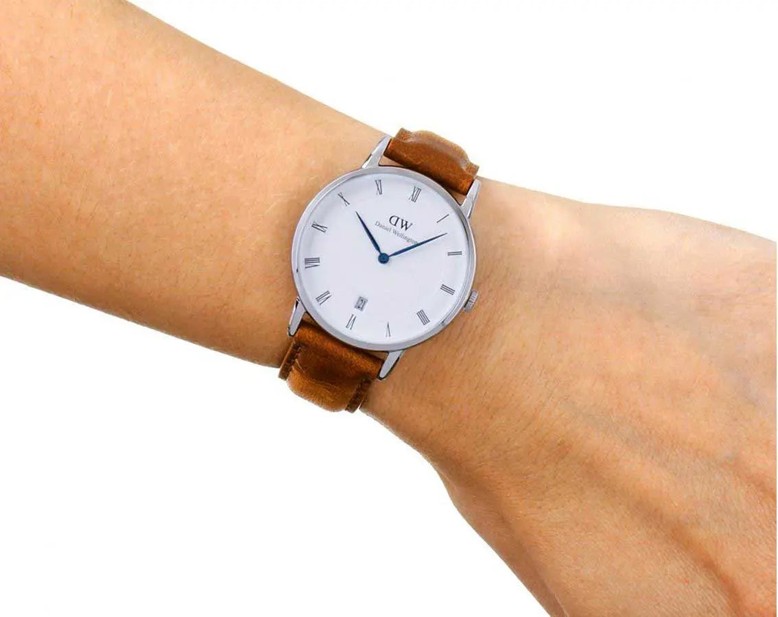  Shop Authentic Daniel Wellington Dapper Durham Analog White Dial Brown Leather Strap Watch For Women - DW00100114 - Luxxuri