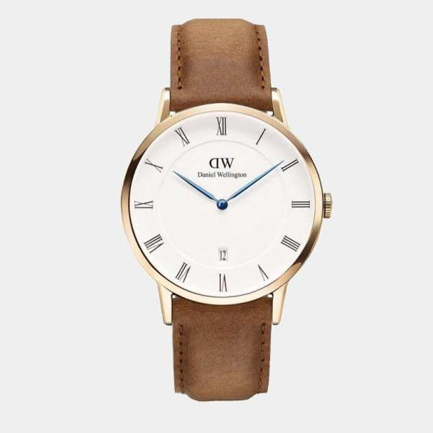  Shop Authentic Daniel Wellington Dapper Durham White Dial Brown Leather Strap Watch For Men - DW00100115 - Luxxuri