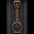  Shop Authentic Daniel Wellington Classic St Mawes Black Dial Brown Leather Strap Watch For Men - DW00100124 - Luxxuri