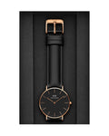  Shop Authentic Daniel Wellington Classic Sheffield Black Dial Black Leather Strap Watch For Women - DW00100139 - Luxxuri