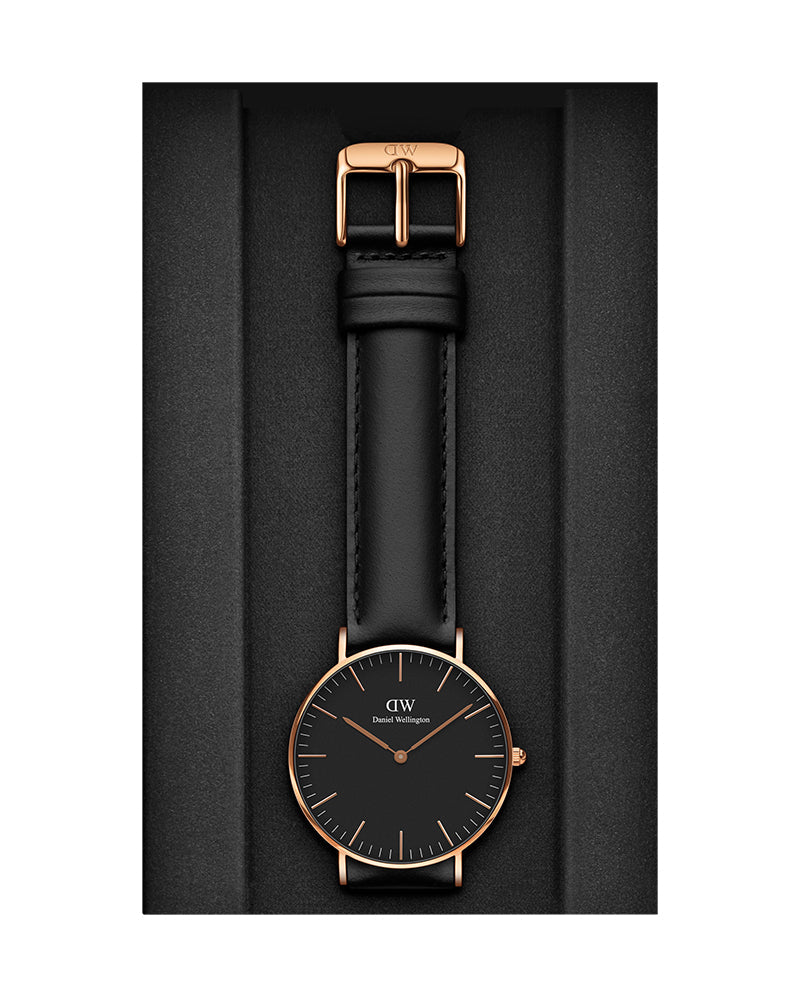  Shop Authentic Daniel Wellington Classic Sheffield Black Dial Black Leather Strap Watch For Women - DW00100139 - Luxxuri