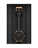  Shop Authentic Daniel Wellington Classic Sheffield Black Dial Black Leather Strap Watch For Women - DW00100139 - Luxxuri
