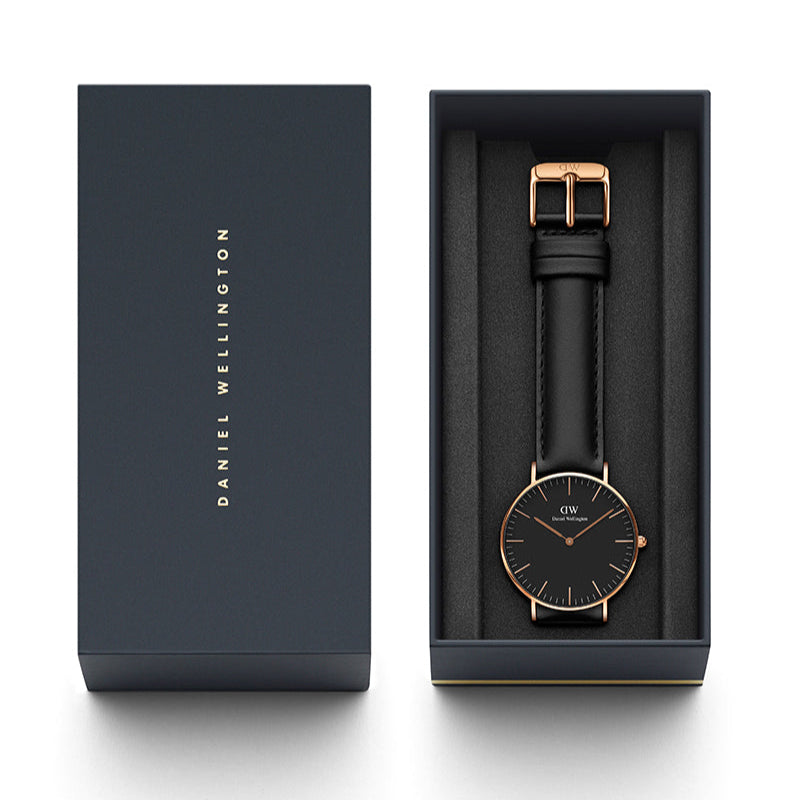  Shop Authentic Daniel Wellington Classic Sheffield Black Dial Black Leather Strap Watch For Women - DW00100139 - Luxxuri