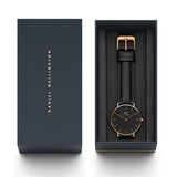  Shop Authentic Daniel Wellington Classic Sheffield Black Dial Black Leather Strap Watch For Women - DW00100139 - Luxxuri