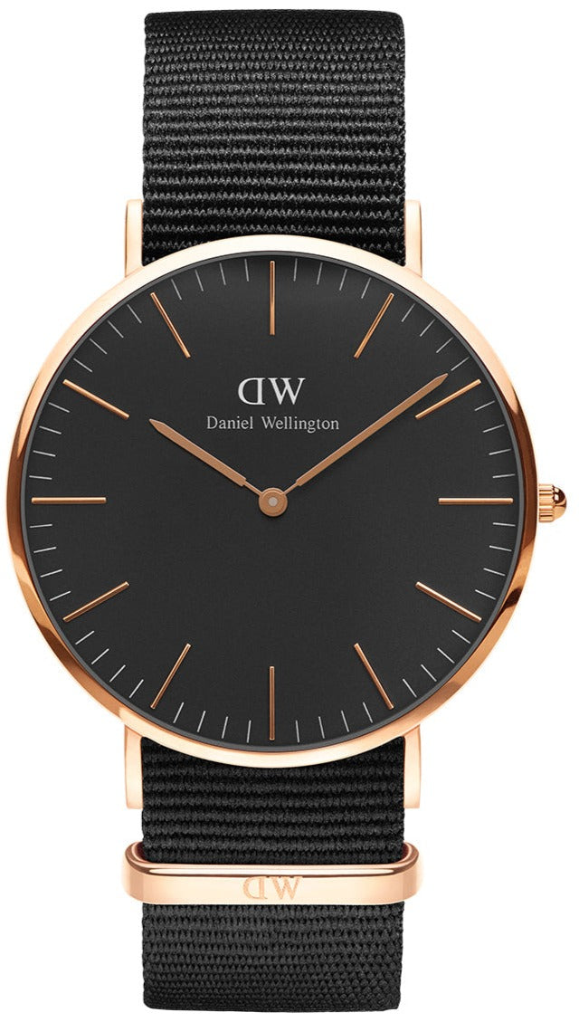  Shop Authentic Daniel Wellington Classic Cornwall Black Dial Black Nylon Strap Watch For Women - DW00100148 - Luxxuri