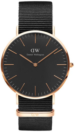  Shop Authentic Daniel Wellington Classic Cornwall Black Dial Black Nylon Strap Watch For Women - DW00100148 - Luxxuri