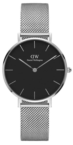  Shop Authentic Daniel Wellington Classic Petite Sterling Black Dial Silver Mesh Bracelet Watch For Women - DW00100162 - Luxxuri