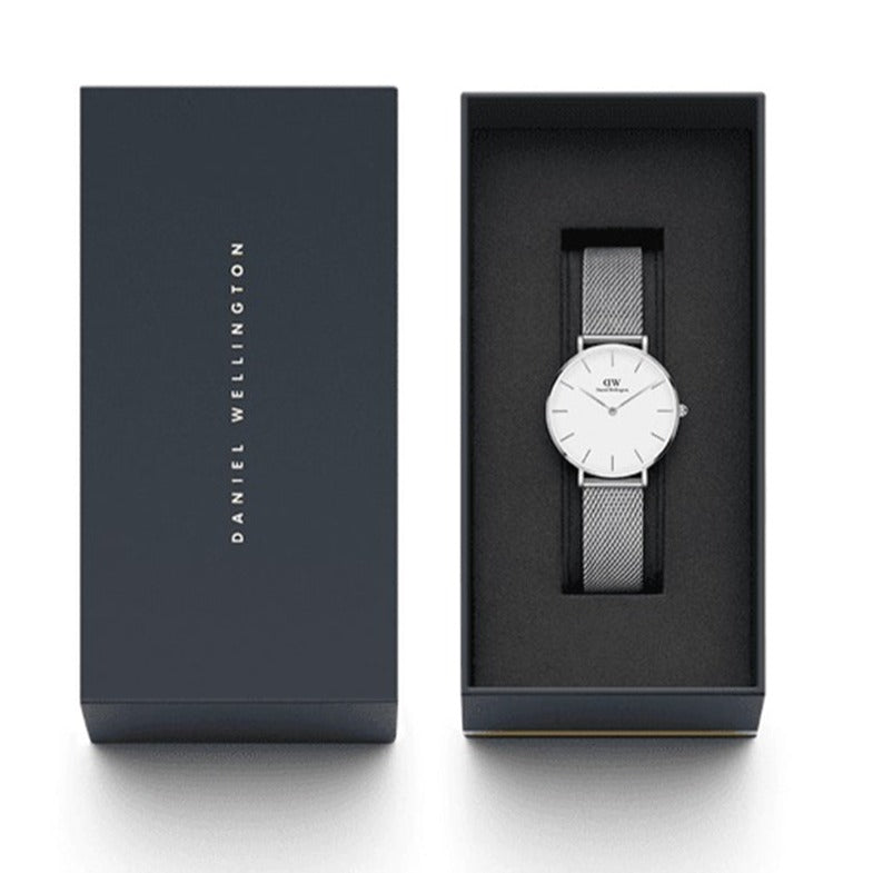  Shop Authentic Daniel Wellington Petite Sterling White Dial Silver Mesh Bracelet Watch For Women - DW00100164 - Luxxuri