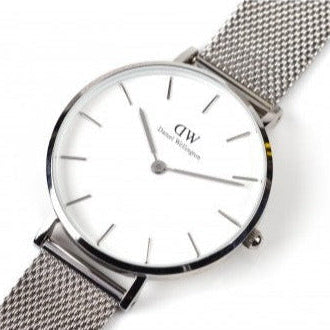  Shop Authentic Daniel Wellington Petite Sterling White Dial Silver Mesh Bracelet Watch For Women - DW00100164 - Luxxuri