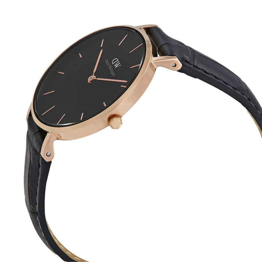  Shop Authentic Daniel Wellington Classic Petite Reading Black Dial Black Leather Strap Watch For Women - DW00100167 - Luxxuri