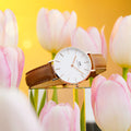  Shop Authentic Daniel Wellington Petite Durham White Dial Brown Leather Strap Watch For Women - DW00100172 - Luxxuri