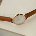  Shop Authentic Daniel Wellington Petite Durham White Dial Brown Leather Strap Watch For Women - DW00100172 - Luxxuri