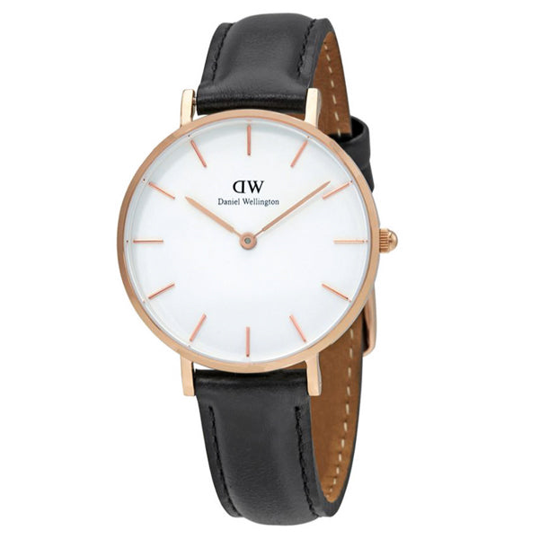  Shop Authentic Daniel Wellington Petite Sheffield White Dial Black Leather Strap Watch For Women - DW00100174 - Luxxuri