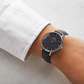  Shop Authentic Daniel Wellington Petite Sheffield Black Dial Black Leather Strap Watch For Women - DW00100180 - Luxxuri