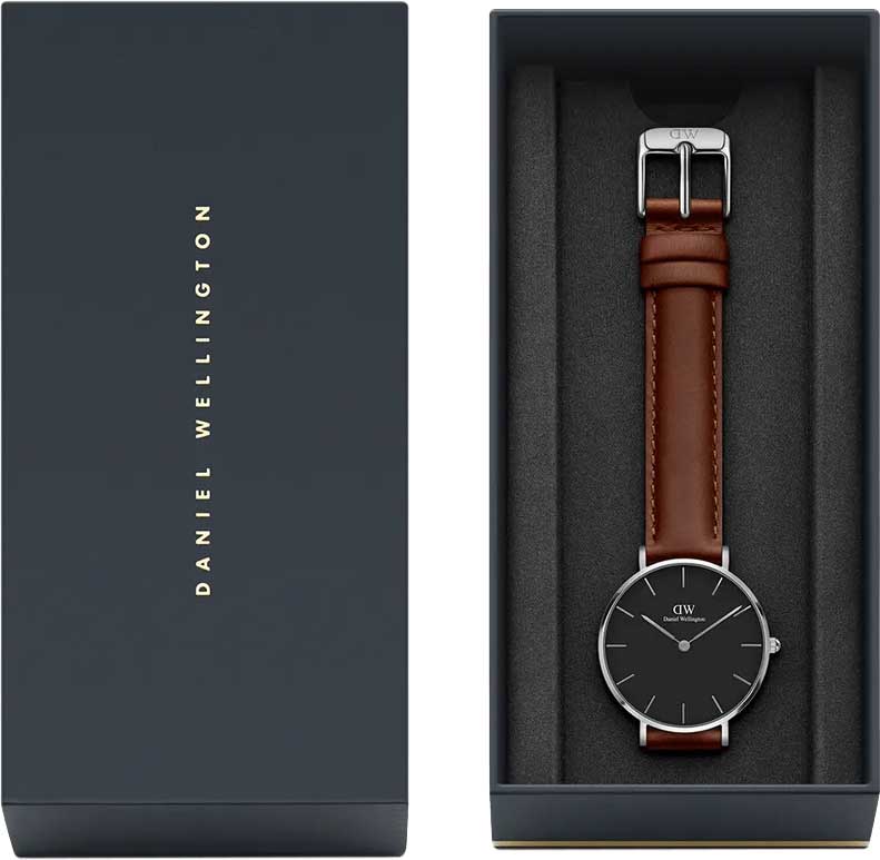  Shop Authentic Daniel Wellington Classic Petite St Mawes Black Dial Brown Leather Strap Watch For Women - DW00100181 - Luxxuri