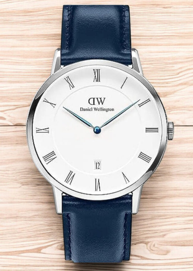  Shop Authentic Daniel Wellington Dapper Somerset White Dial Blue Leather Strap Watch For Men - DW00100192 - Luxxuri