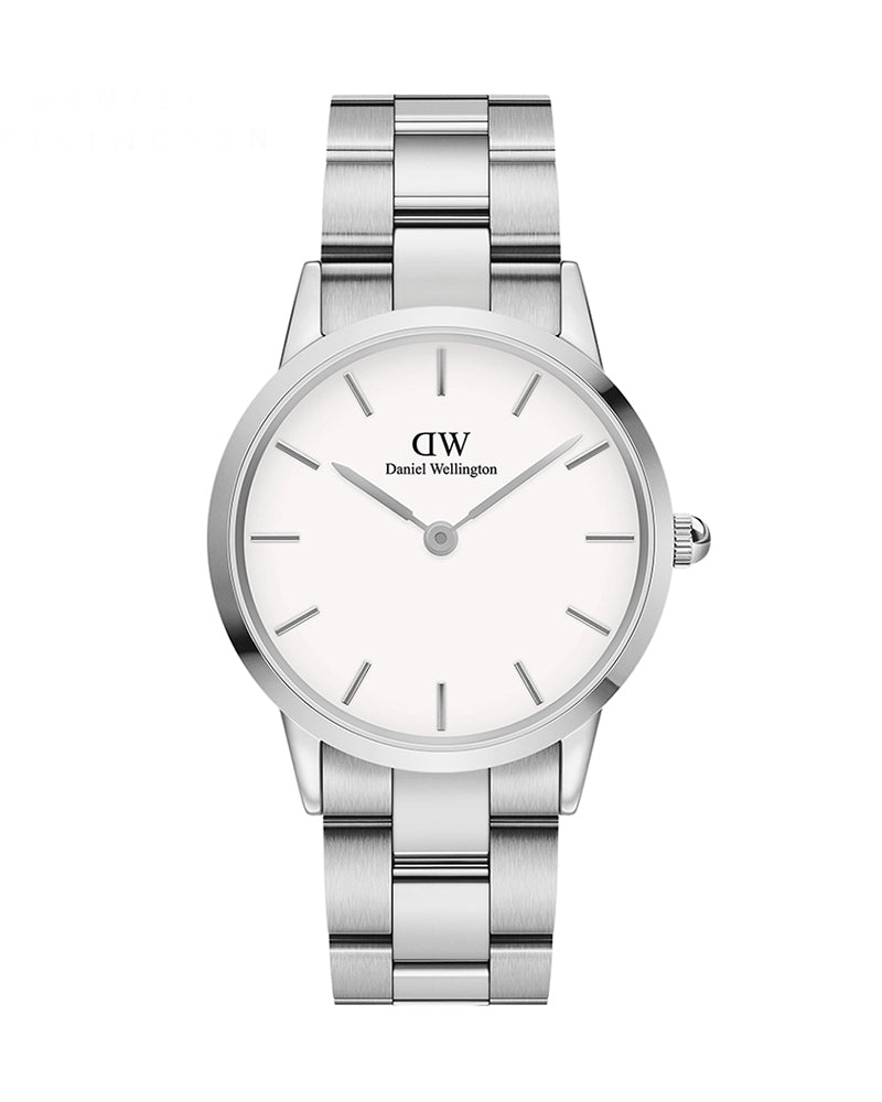Daniel Wellington Iconic Link White Dial Silver Steel Strap Watch for Women - DW00100203