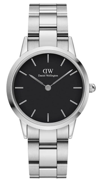  Shop Authentic Daniel Wellington Iconic Link Black Dial Silver Steel Strap Watch For Women - DW00100206 - Luxxuri