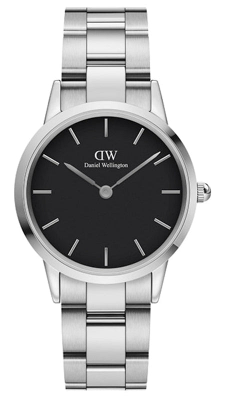  Shop Authentic Daniel Wellington Iconic Link Black Dial Silver Steel Strap Watch For Women - DW00100206 - Luxxuri