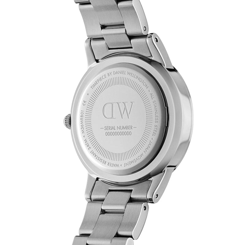 Daniel Wellington Iconic Link White Dial Silver Steel Strap Watch For Women - DW00100205