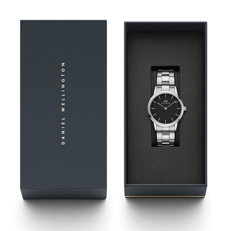  Shop Authentic Daniel Wellington Iconic Link Black Dial Silver Steel Strap Watch for Women - DW00100204 - Luxxuri