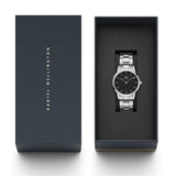  Shop Authentic Daniel Wellington Iconic Link Black Dial Silver Steel Strap Watch for Women - DW00100204 - Luxxuri