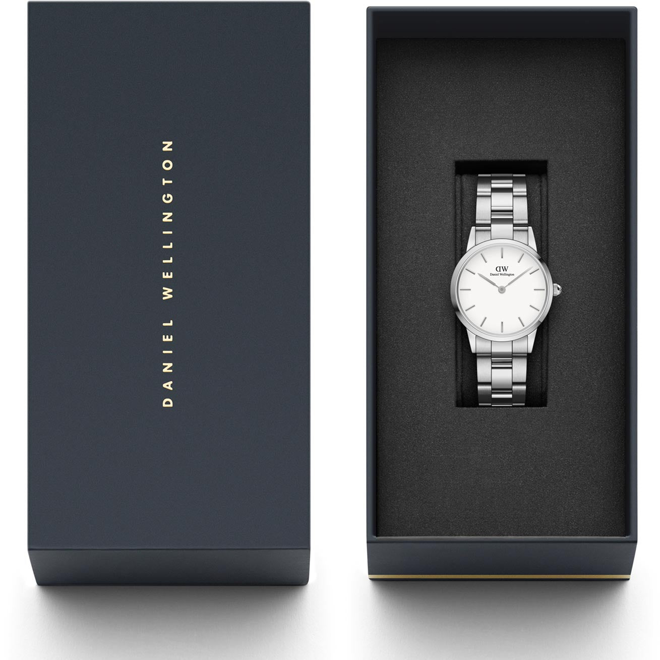 Daniel Wellington Iconic Link White Dial Silver Steel Strap Watch For Women - DW00100207