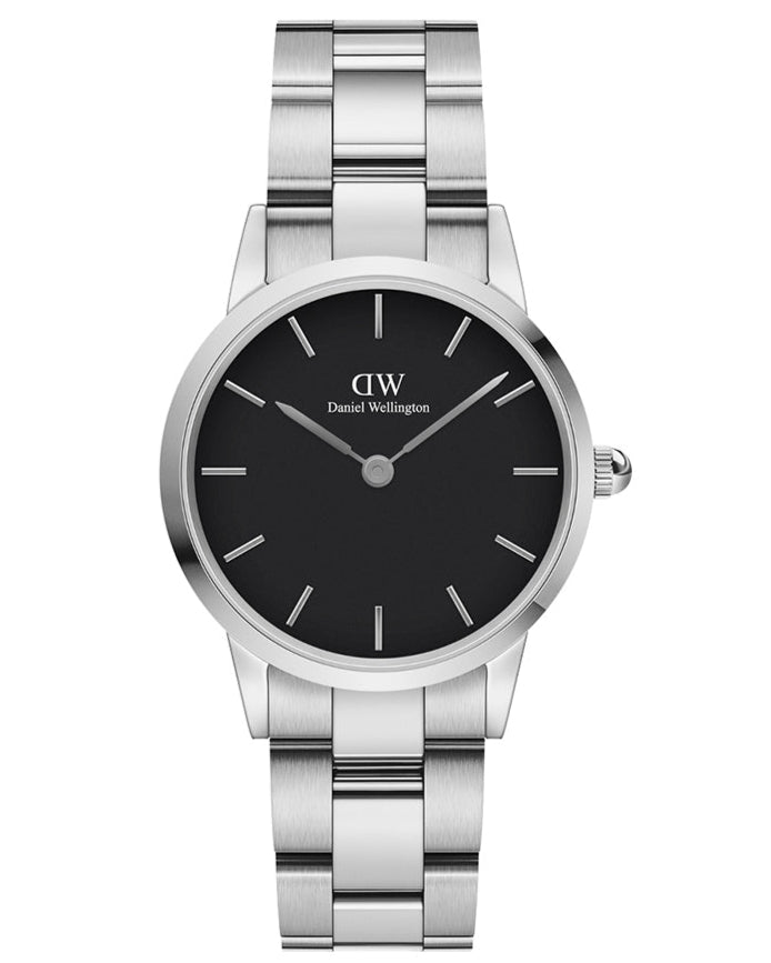  Shop Authentic Daniel Wellington Iconic Link Black Dial Silver Steel Strap Watch For Women - DW00100208 - Luxxuri