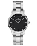  Shop Authentic Daniel Wellington Iconic Link Black Dial Silver Steel Strap Watch For Women - DW00100208 - Luxxuri