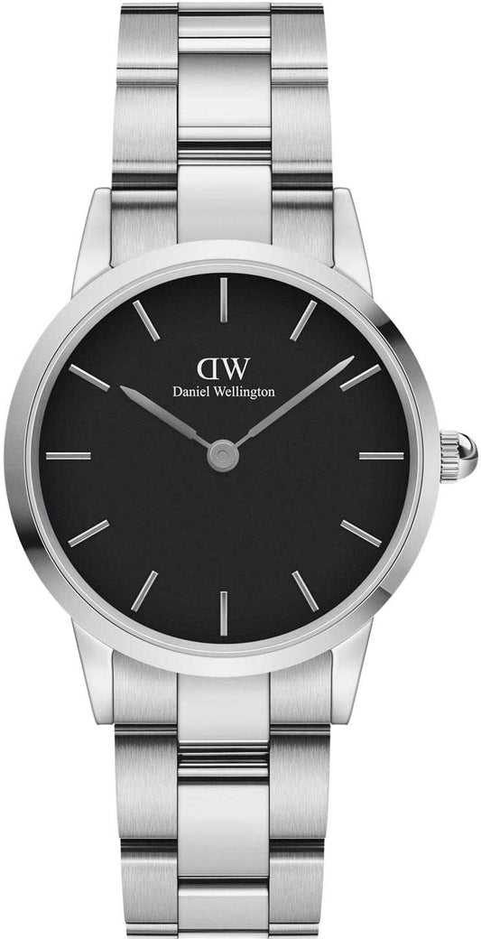  Shop Authentic Daniel Wellington Iconic Link Black Dial Silver Steel Strap Watch For Women - DW00100208 - Luxxuri